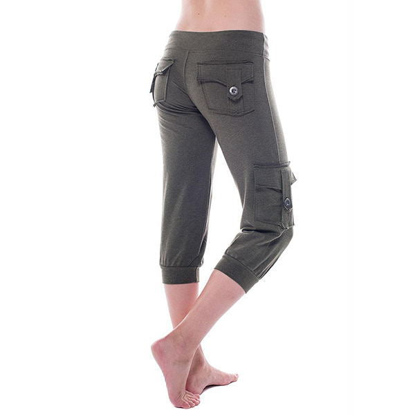 Elastic-Waist Cropped Pocket Pants