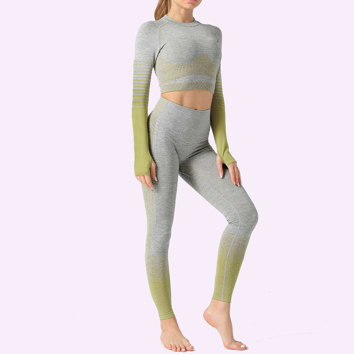 Stripe-Detail Running Fitness Set