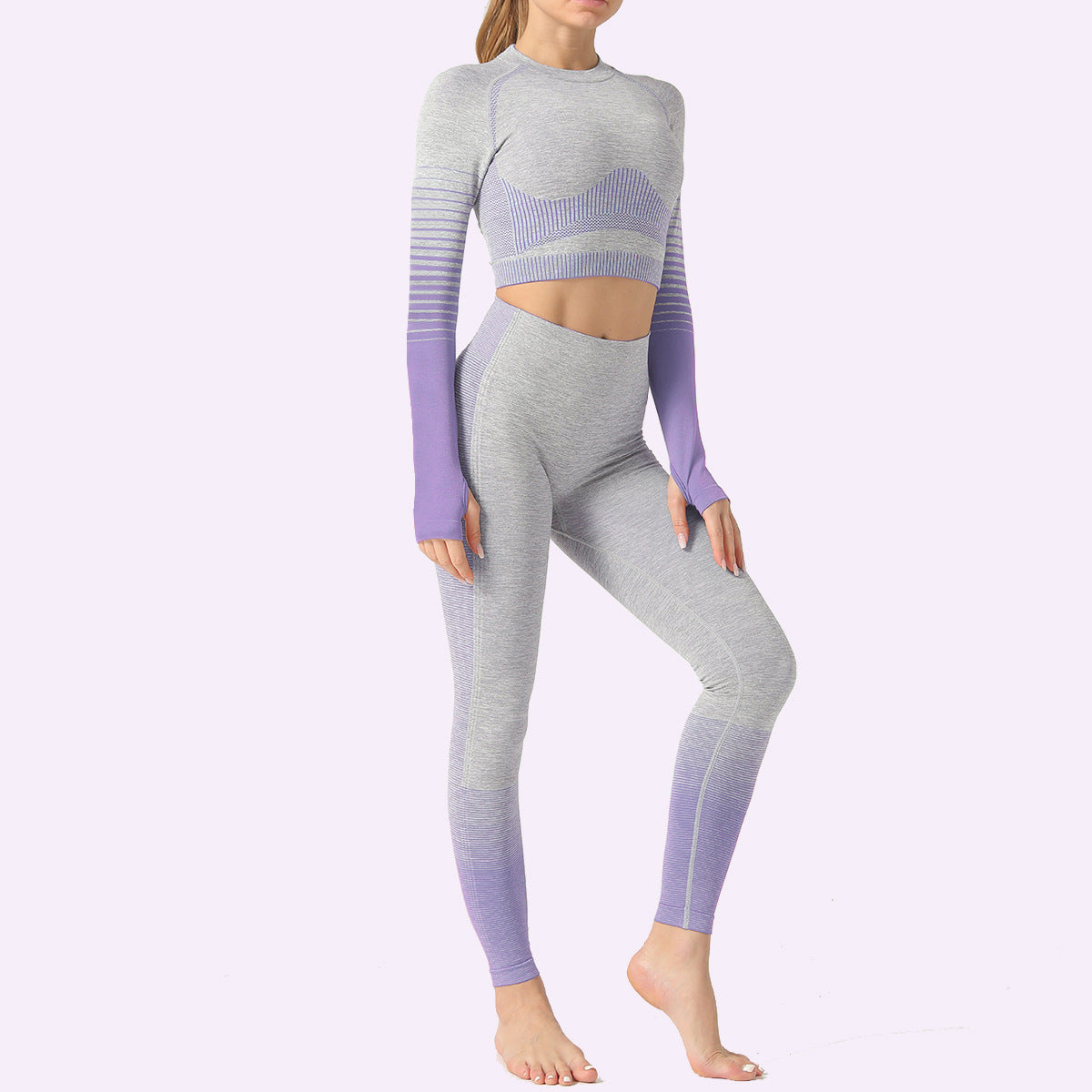 Stripe-Detail Running Fitness Set