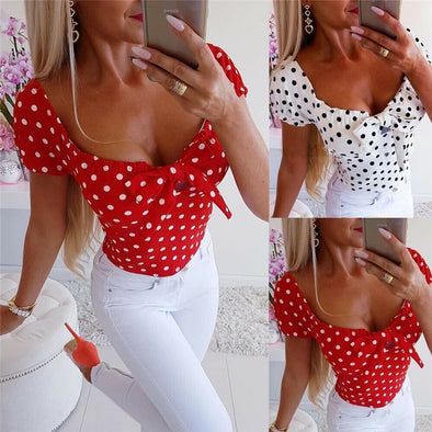 Ladies Summer Polka Dot Top Shirt