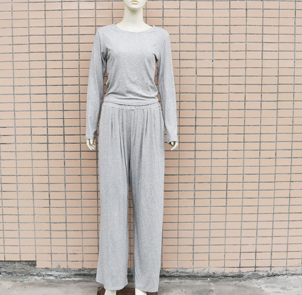 Round Neck Long Sleeve Two-Piece Slim Jumpsuit