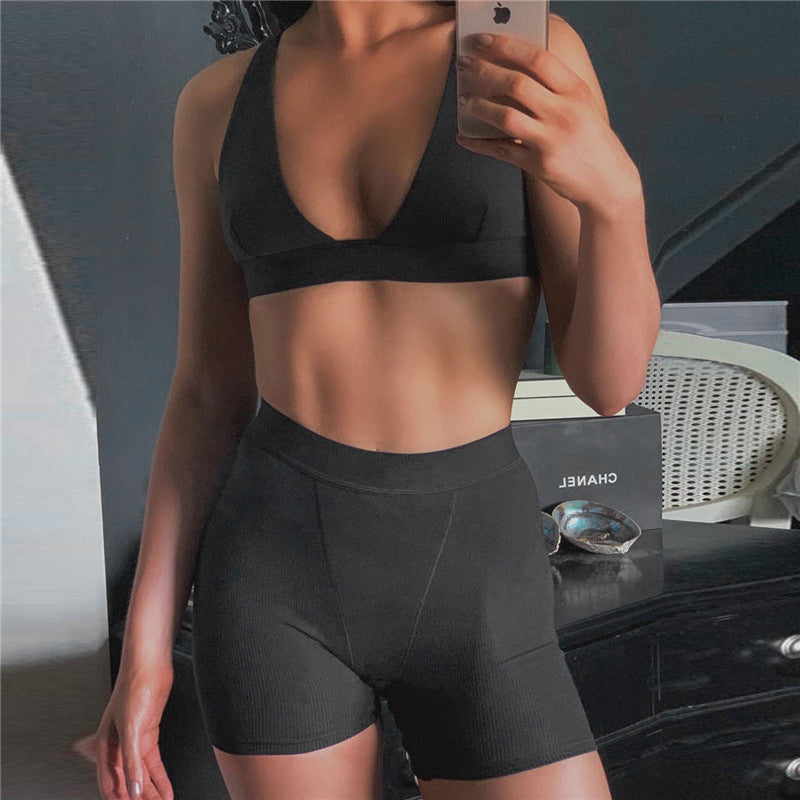V-Neck 2-Piece Yoga Set