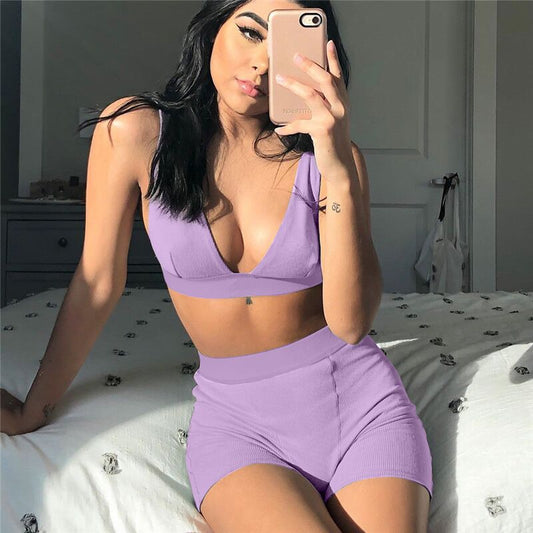 V-Neck 2-Piece Yoga Set