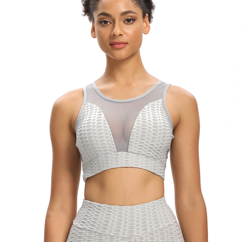 Mesh Jacquard Texture Sports Bra
