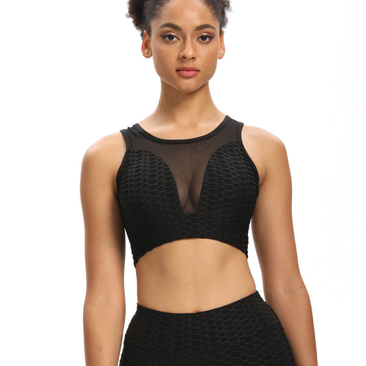 Mesh Jacquard Texture Sports Bra