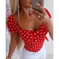 Ladies Summer Polka Dot Top Shirt