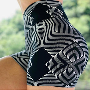 New Summer 2021 Women Wave Pattern Yoga Sport Shorts S