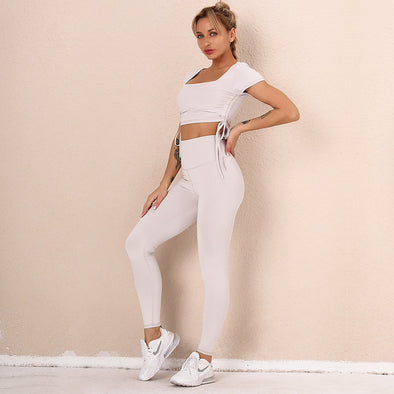 Stitching Sports Yoga Clothes Drawstring Tights Quick Drying Fitness Pants Yoga Suit
