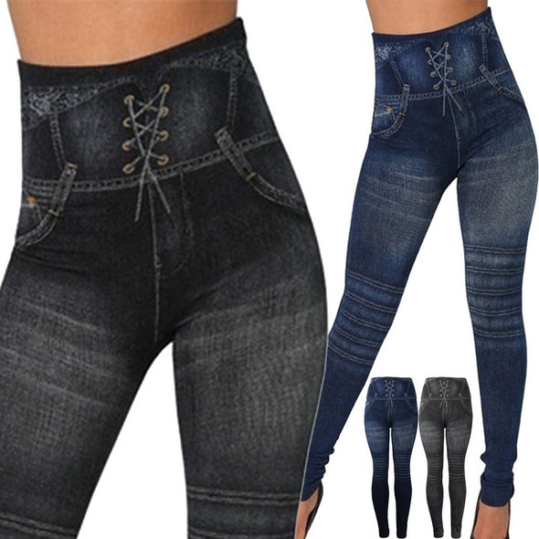 Women's Seamless Imitation Jean Leggings