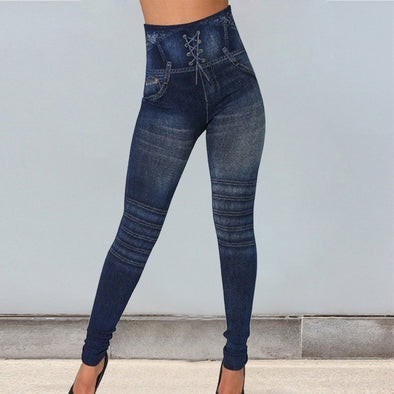 Women's Seamless Imitation Jean Leggings