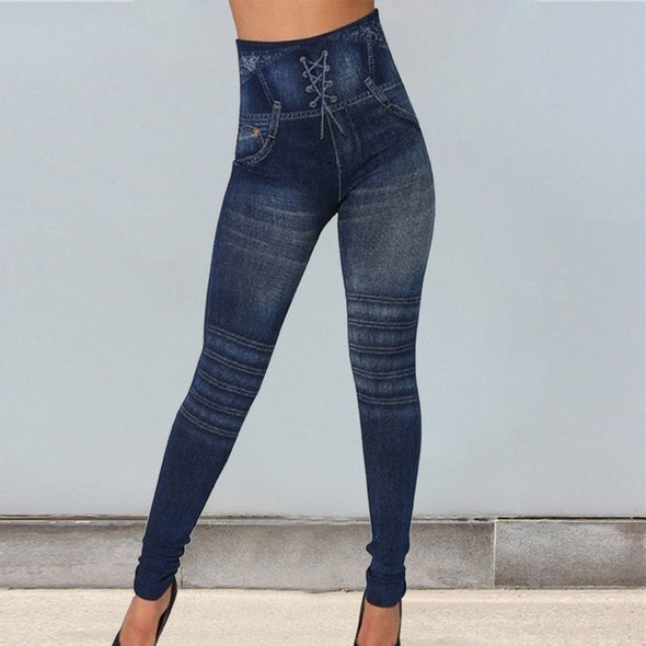 Women's Seamless Imitation Jean Leggings