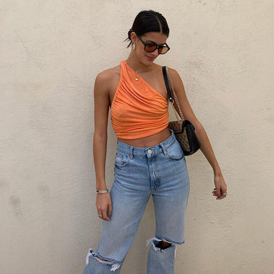 Women's One Shoulder Crop Top