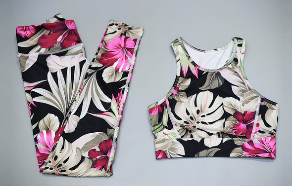 Ladies Digital Floral Printed Fitness Suit