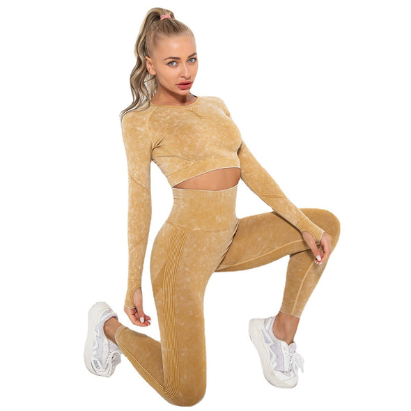 New Summer 2021 Seamless Washed Look Yoga Suit