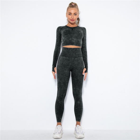 New Summer 2021 Seamless Washed Look Yoga Suit