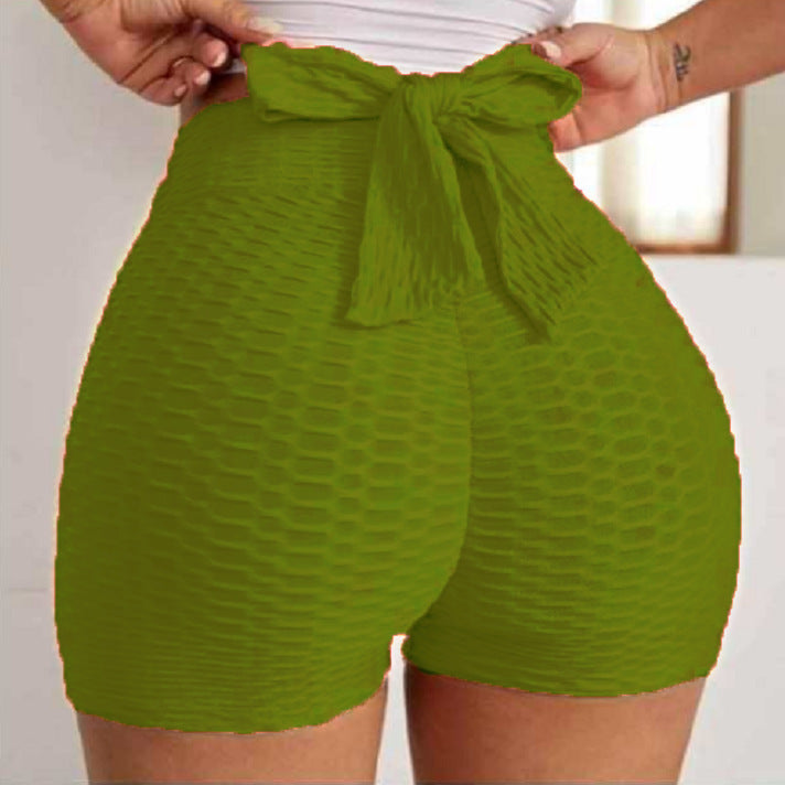 Jacquard Tie-Waist Yoga Bubble Shorts