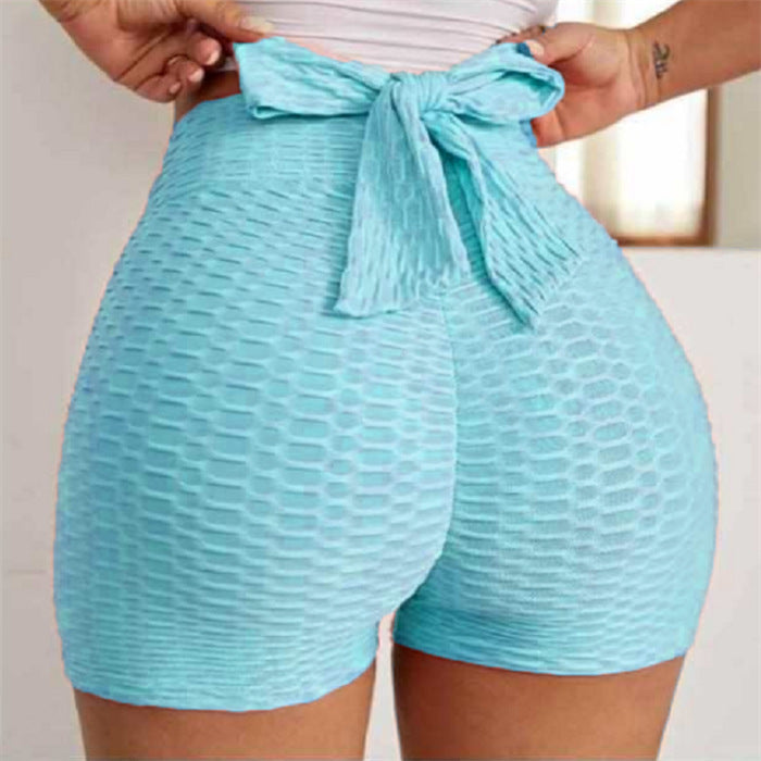 Jacquard Tie-Waist Yoga Bubble Shorts