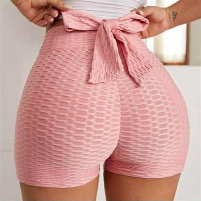 Jacquard Tie-Waist Yoga Bubble Shorts