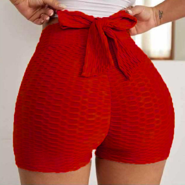 Jacquard Tie-Waist Yoga Bubble Shorts