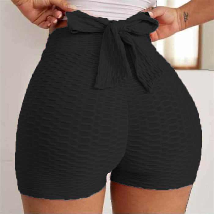 Jacquard Tie-Waist Yoga Bubble Shorts