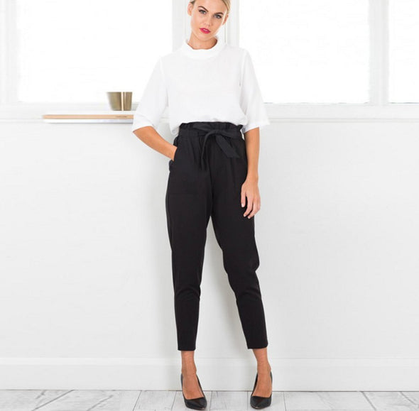 European and American new fashion wild waist cropped pants