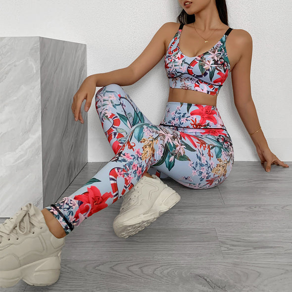 Women Floral Digital Print Yoga Sets