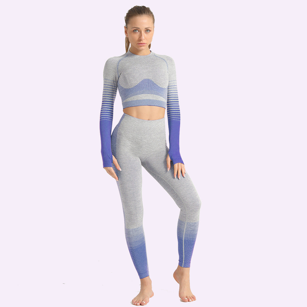 Stripe-Detail Running Fitness Set