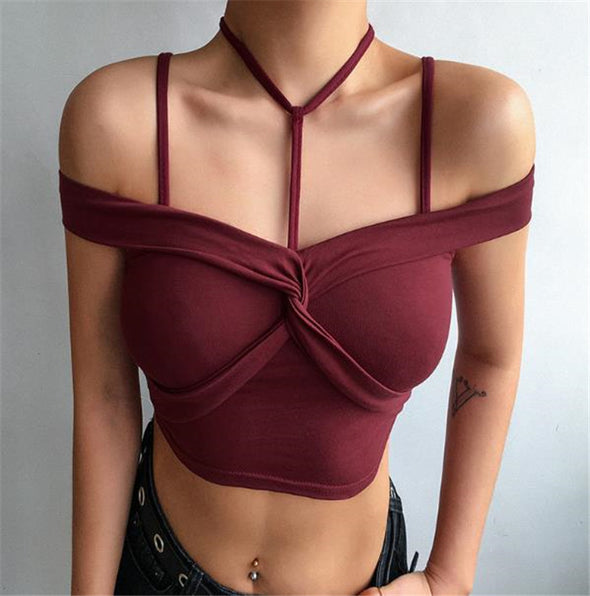 Thin cross-neck top