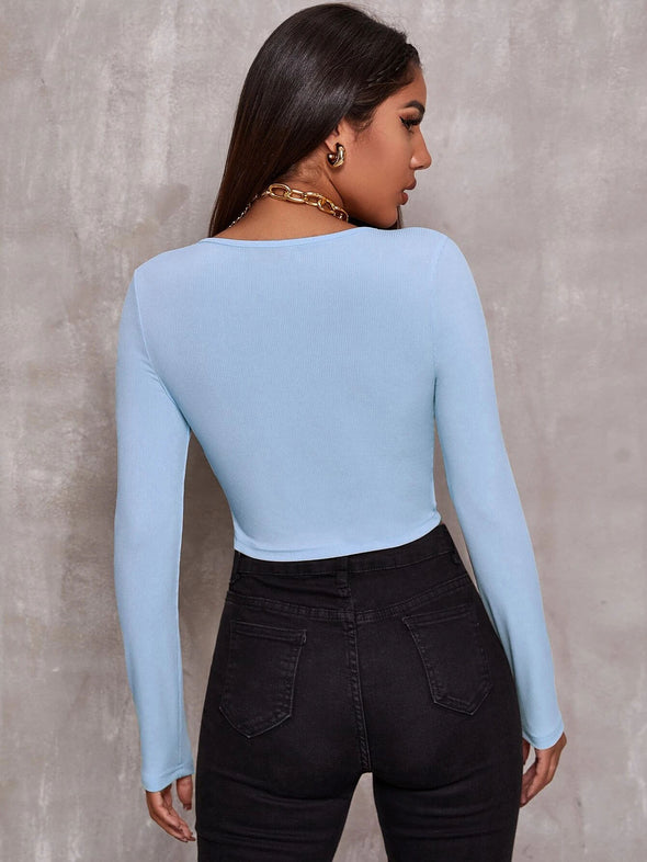 Top Women Retro Tight-Fitting Sexy Zipper Sweater Short Cardigan Long-Sleeved T-Shirt