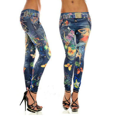 Women's Imitation Denim Decorative Leggings