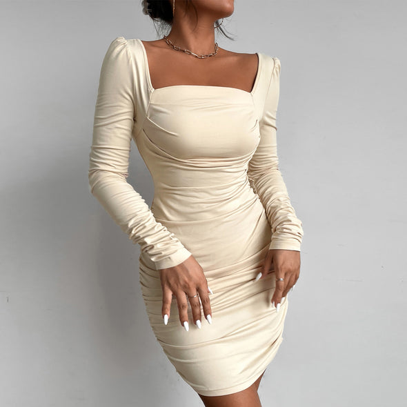 Pure Color Fashion Tight-Fitting Halter Dress