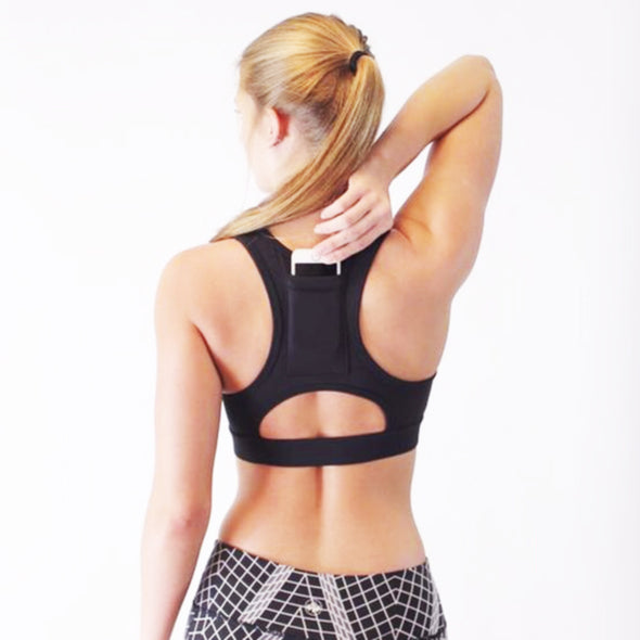 Ladies Shockproof Sports Bra w Back Pocket