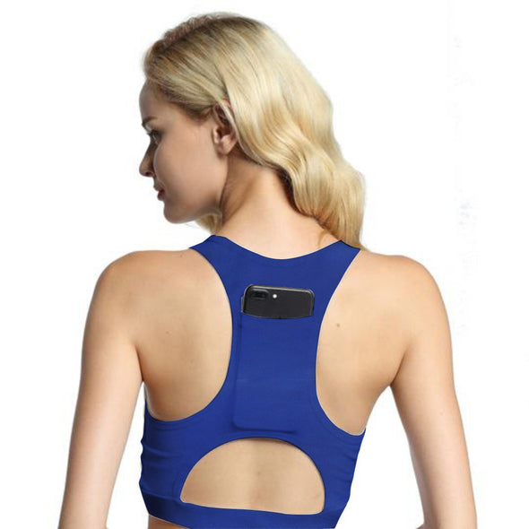 Ladies Shockproof Sports Bra w Back Pocket
