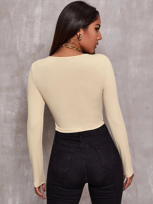 Top Women Retro Tight-Fitting Sexy Zipper Sweater Short Cardigan Long-Sleeved T-Shirt