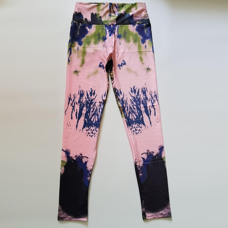 Abstract Ink Print High-Elastic Leggings