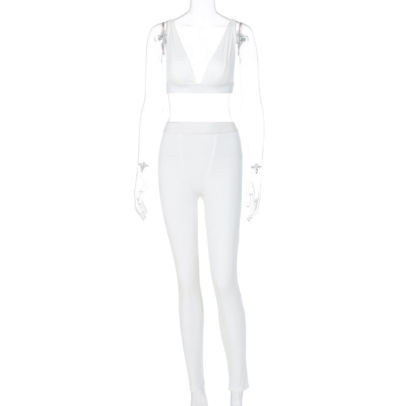 Deep V-Neck Sports 2-Piece Set