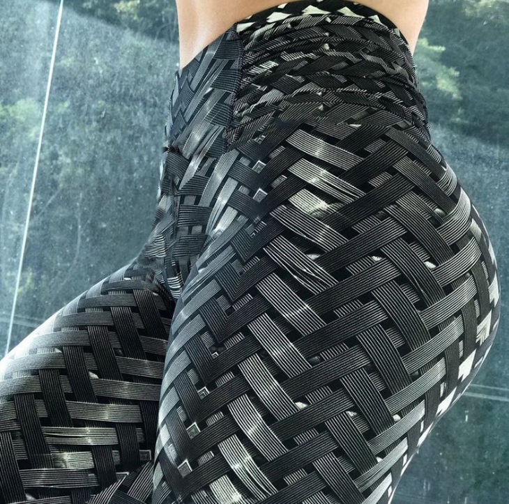 Woven-Texture Push-Up Yoga Leggings