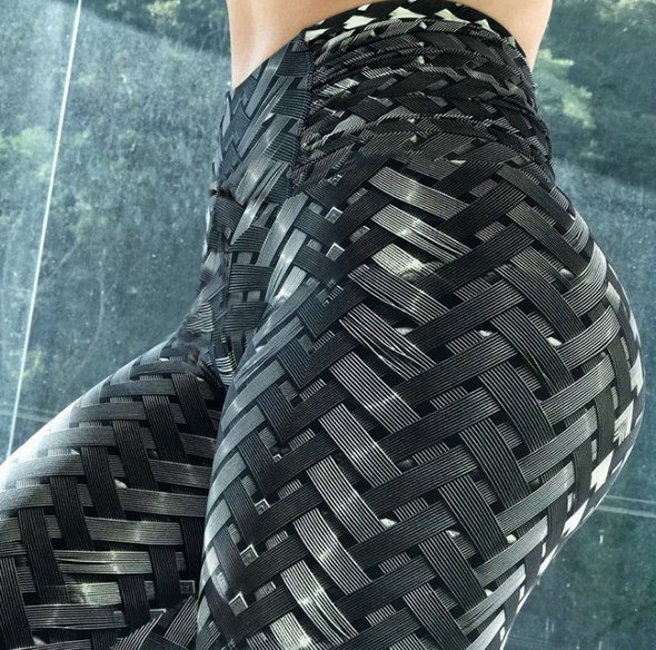 New Summer 2021 Iron Weave Print Push Up Yoga Leggings