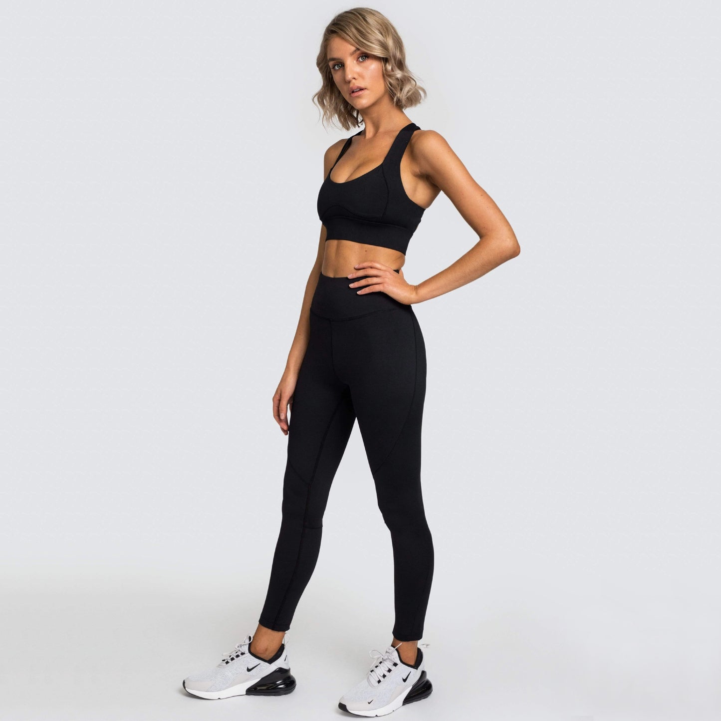 Back-Buckle Solid Yoga Set