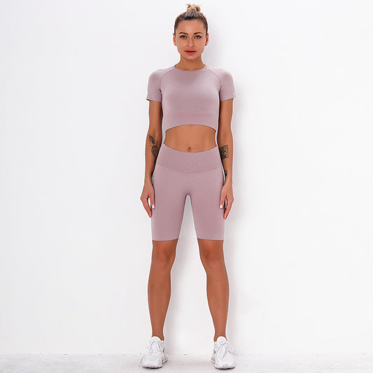 Short-Sleeve Crop & Leggings Set