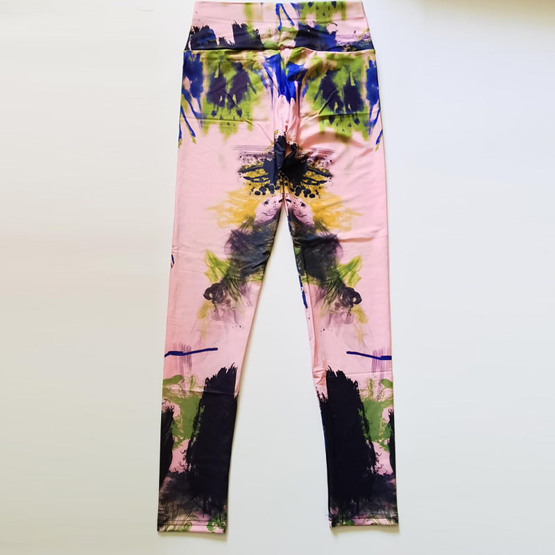 Abstract Ink Print High-Elastic Leggings
