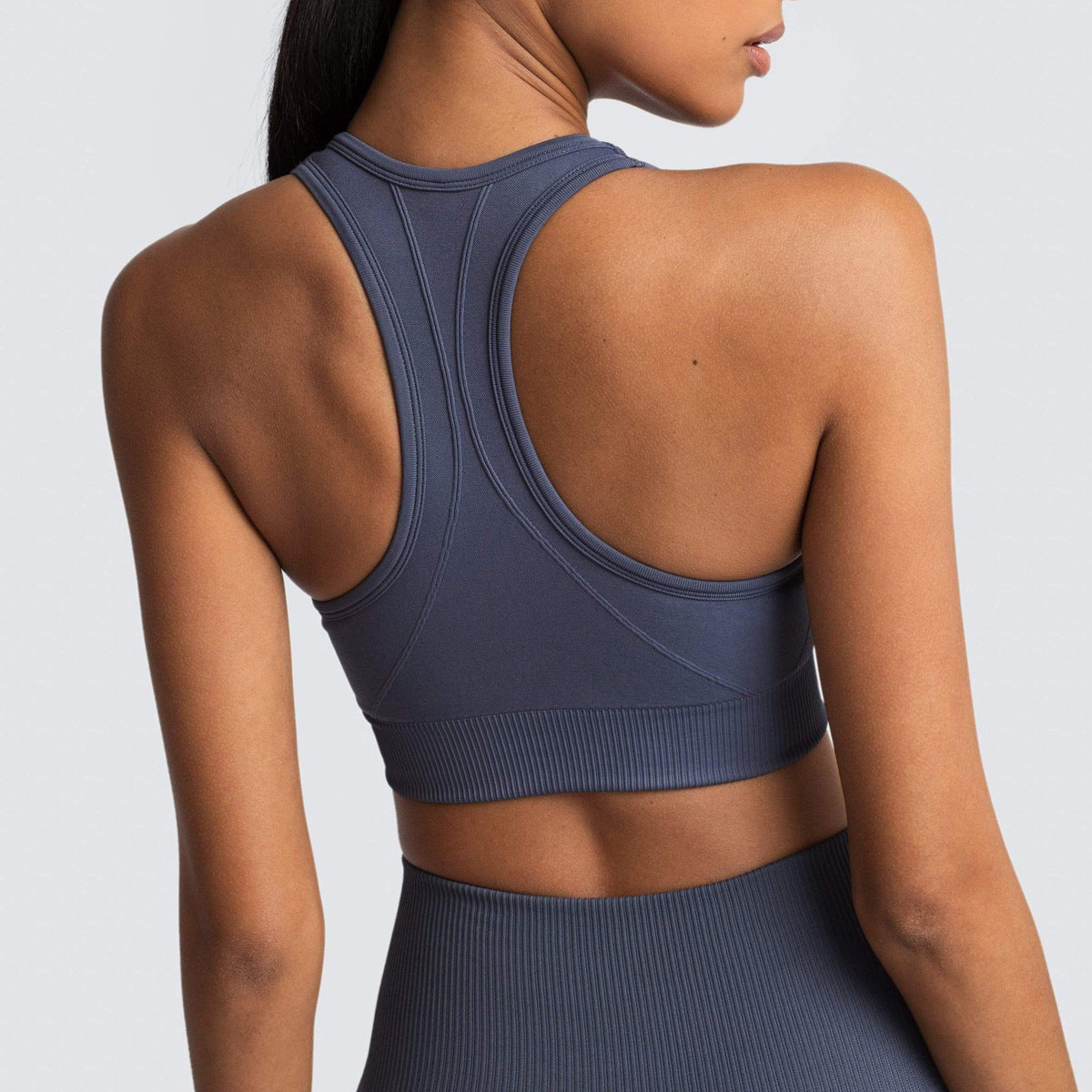 Seamless Ribbed-Knit Sports Bra
