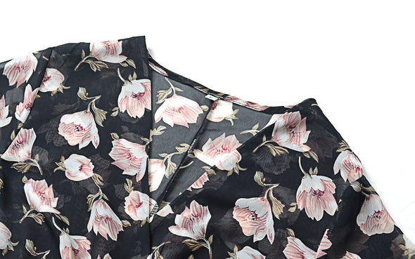 Short Sleeve Long Print Fashion Sexy V-Neck Skirt
