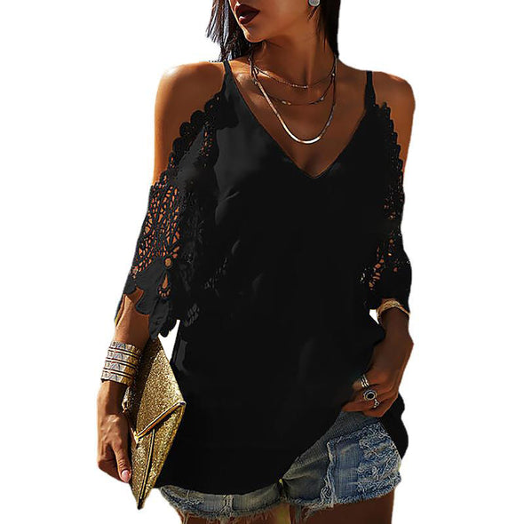 Pure Color Hanging Wide Loose Casual T-Shirt Ladies Top