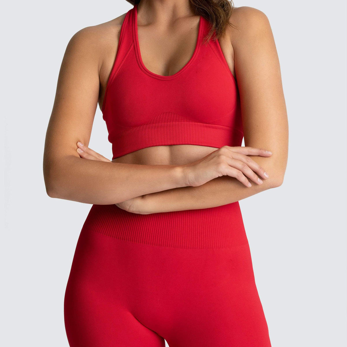 Seamless Ribbed-Knit Sports Bra