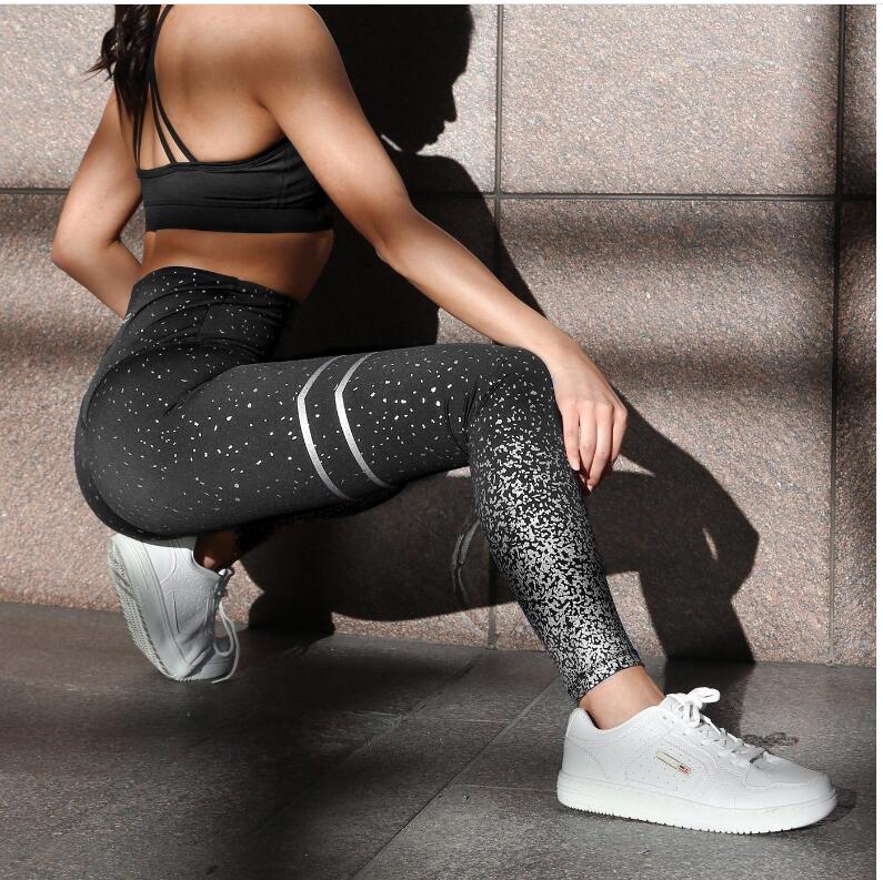 Metallic Print High-Waist Leggings