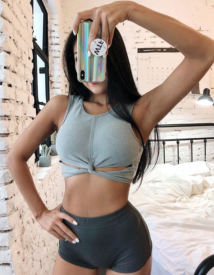 Twist-Front Knot Sports Bra