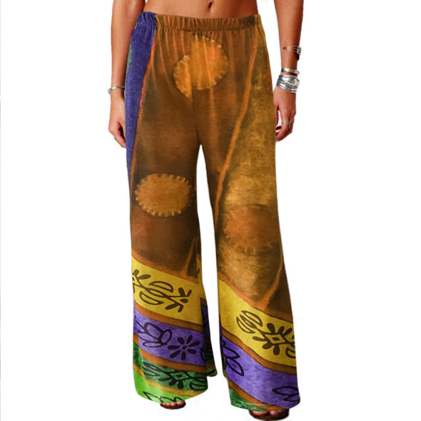 Vintage Printed Loose Wide-leg Trousers