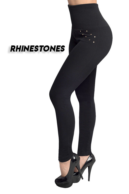 Women's Seamless Breech with Diamond-studded, Zipper, or Button Leggings
