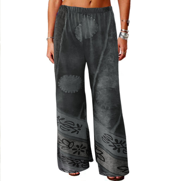 Vintage Printed Loose Wide-leg Trousers